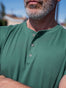 Pine Green Short Sleeve Henley | Phil wears Size Medium | Fresh Clean Threads