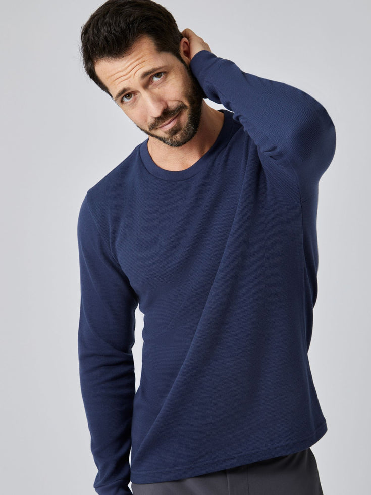 Yillto Men Thermal Shirt Long Sleeve Fleece Lined Crew Neck Base Layer Thermal Underwear Top For Cold Weather