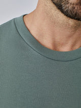 Mercury Green Thermal Long Sleeve Crew Neckline Details | Fresh Clean Threads