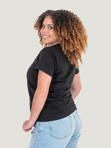 Women's Black Crew Neck (1st Gen.) Back Angle | Fresh Clean Threads