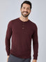 Port Red Long Sleeve Henley Studio Model Front Angle | Fresh Clean Threads