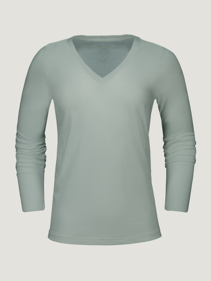 Women's Vintage Green Long Sleeves with V-Neckline | Fresh Clean Threads