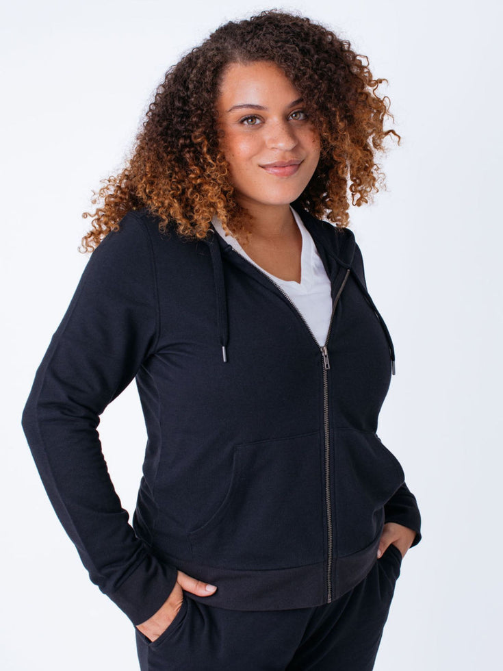 Women's Terry Zip-Up Hooded Sweatshirt | Fresh Clean Threads