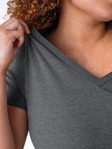 A collar that fits just right # Women's Carbon Grey V-Neck Shirts | Fresh Clean Threads