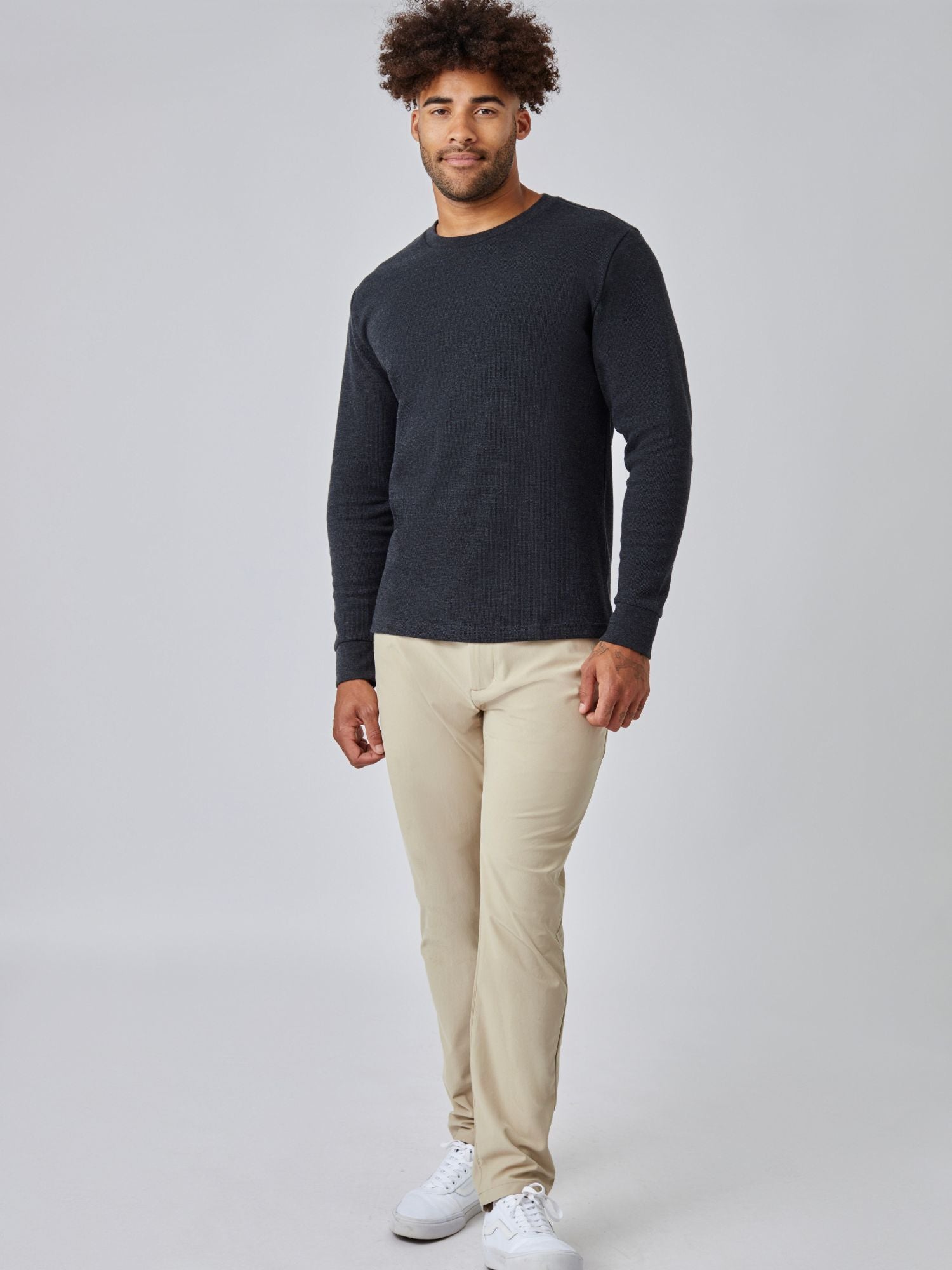 Charcoal Thermal Long Sleeve Crew | Fresh Clean Threads