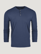 Steel Blue Long Sleeve Henley Ghost Mannequin | Fresh Clean Threads