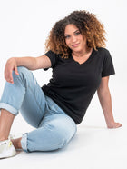 Women's Black V-Neck Tee (1st Gen.) | Fresh Clean Threads