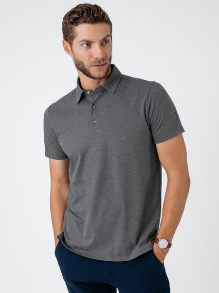Joe is 6'2, 177LBS and wears a size L # Carbon Grey | Torrey Polo | Fresh Clean Threads
