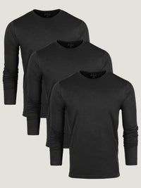 All Black Long Sleeve Crew 3-Pack | Fresh Clean Threads