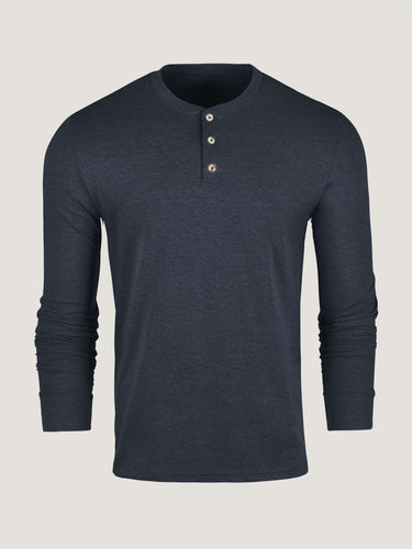 Navy Long Sleeve Henley Ghost Mannequin | Fresh Clean Threads