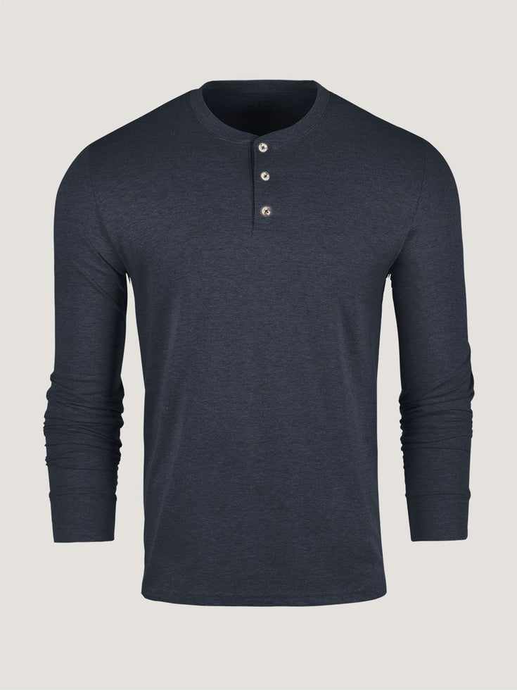 Navy Long Sleeve Henley Fresh Clean Threads - Main Image