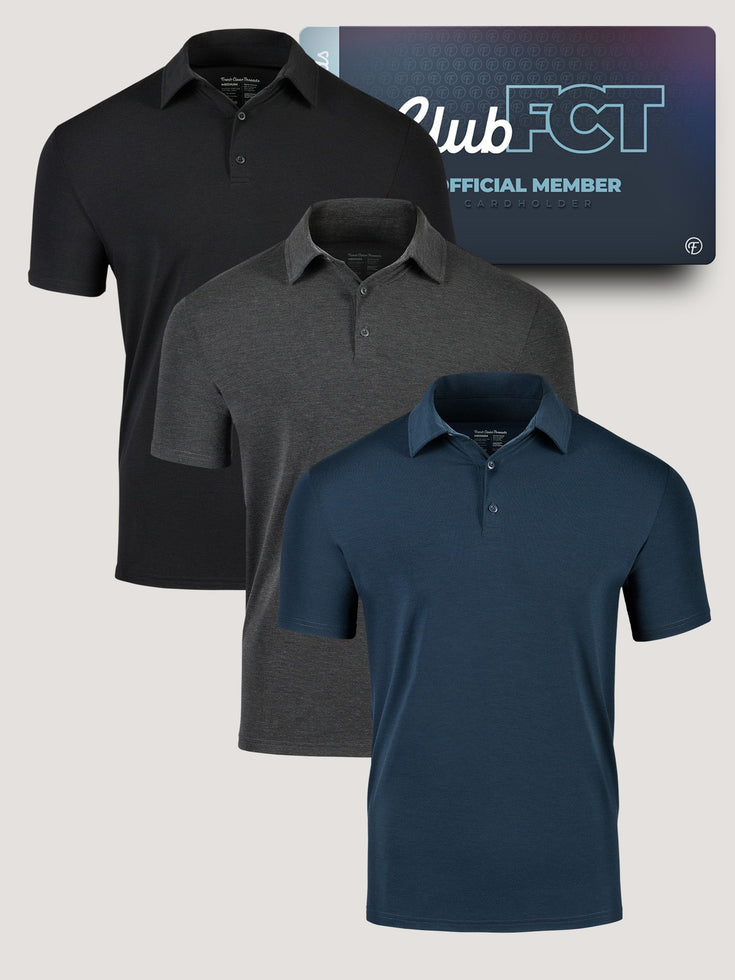 Foundation Performance Polo 3-pack Ghost Mannequin + Membership | Fresh Clean Threads