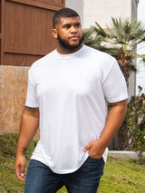 Steven is 6', 275lbs and wears a size 3xl # Throwback 5-Pack White Crew Neck Tee Model | Fresh Clean Threads