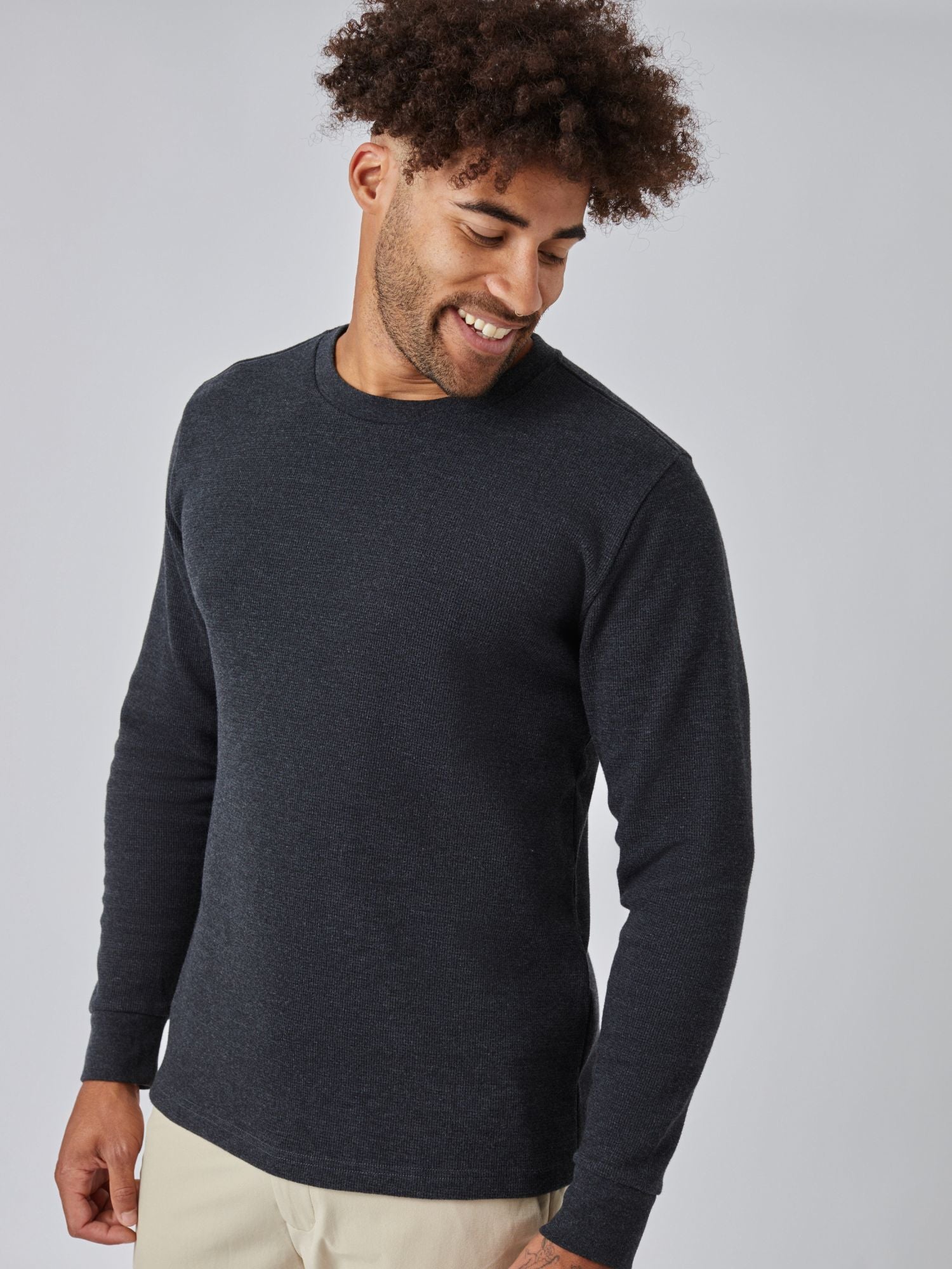 Charcoal Thermal Long Sleeve Crew | Fresh Clean Threads