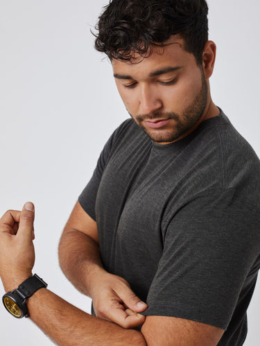 Matheus is 6', 210LBS and wears a size XL # Foundation Performance Crew 3-Pack Studio Size XL | Fresh Clean Threads