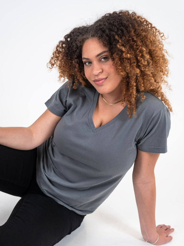 Women's Slate V-Neck Tee | Micah Studio Size Large | Fresh Clean Threads