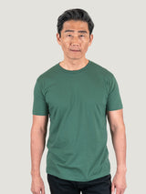 Phil is 6'1, 185lbs and wears a size M # Pine Green Crew Neck | Phil wears Size Medium | Fresh Clean Threads
