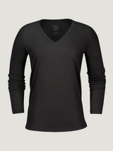 Women's Black Long Sleeve V-Necks | Fresh Clean Threads