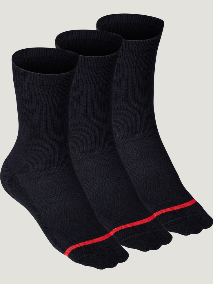 3 Pack Ribbed Crew Socks in Black from Joe Fresh