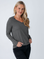 Maddy is 5'8", size 4 and wears a size S # Women's Grey Long Sleeve V-Neck | Fresh Clean Threads