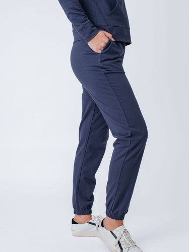 5.3 oz French Terry fabric ensures a perfect fit # Women’s Jogger | Foundation 2-Pack with Black + Odyssey Blue | Fresh Clean Threads