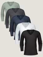 Women's Long Sleeve V-Neck Essentials | 5-Pack | Fresh Clean Threads