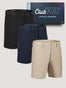 Best Sellers Everyday Short Member 3-Pack | Black, Navy, Khaki Shorts | Fresh Clean Threads