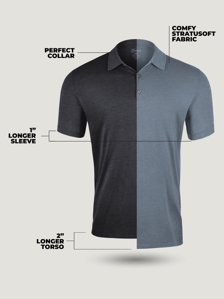 Heather Grey Tall Polo Inforgraphic | Fresh Clean Threads