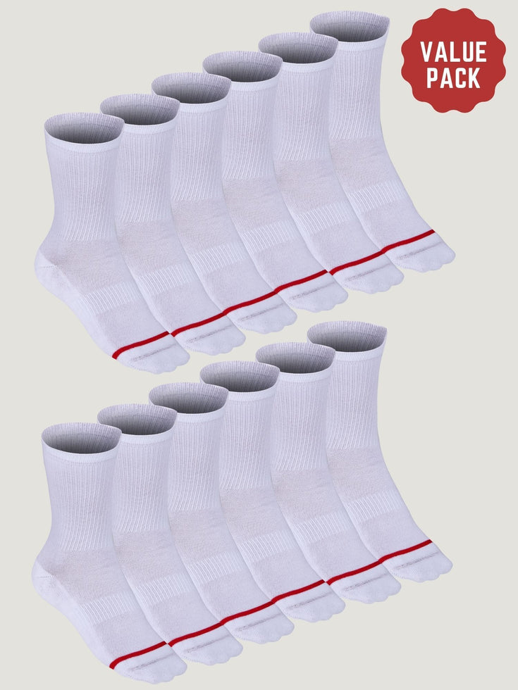 All White 12-Pack Crew Socks