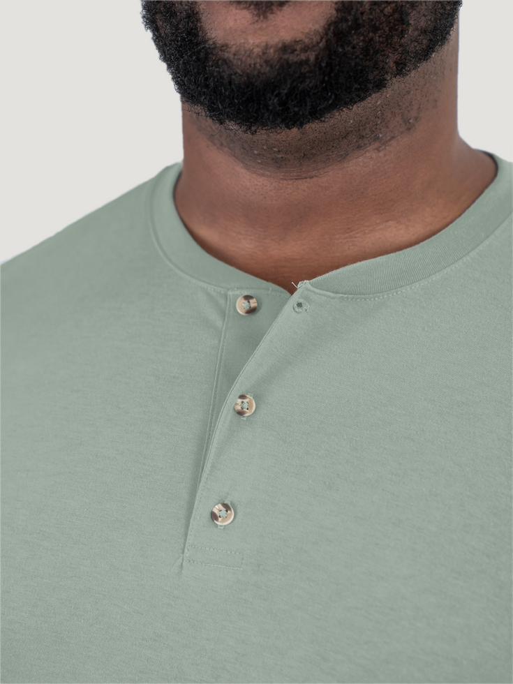 Neck Style | Vintage Green Short Sleeve Henley | Fresh Clean Threads