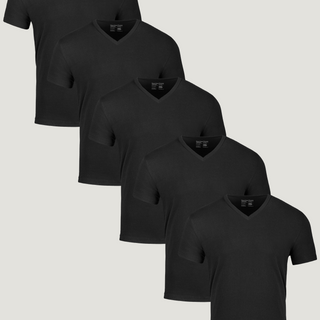 All Black V-Neck 5-Pack Ghost Mannequin | Fresh Clean Threads