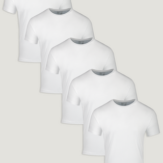 All White 5-Pack Crew Neck T-shirts | Fresh Clean Threads