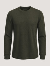 Men's Army waffle knit thermal long sleeve shirt, made by Fresh Clean Threads
