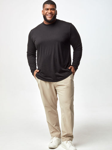 Steven is 6', 275lbs and wears a size 3XL # Long Sleeve Tee 3-Pack | Black | Fresh Clean Threads