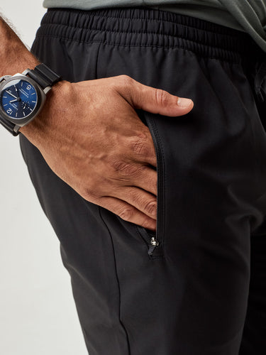 Practical pockets with zipper closure # Men's Black performance joggers w/Pockets | Fresh Clean Threads