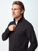 Raglan Sleeve for Added Comfort in Fit # Men's Quarter Zip Pullover in Black | Fresh Clean Threads