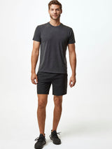 Joe is 6'2, 177LBS, waist size 32, and wears a size M # Stretch Performance Shorts in Black | Fresh Clean Threads