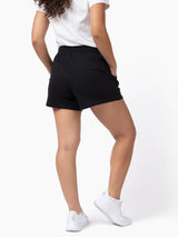 Soft, stretchy, and stylish shorts # Mid-rise Black Women's Lounge Shorts | Fresh Clean Threads