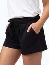 convenient front side pockets # Functional Women's Lounge Shorts in Black | Fresh Clean Threads