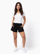 Women's Black Terry Lounge Shorts | Fresh Clean Threads