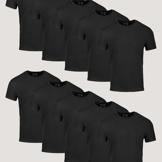 All Black Crew 10-Pack of Mens Tees | Fresh Clean Threads