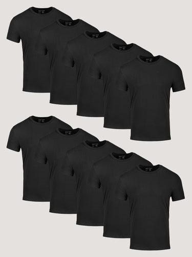 All Black Crew 10-Pack of Mens Tees | Fresh Clean Threads