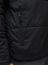 Dual zippered pockets for secure storage # Zippered Pockets for Keeping Items Safe | Men's Black Puffer Jacket at FCT