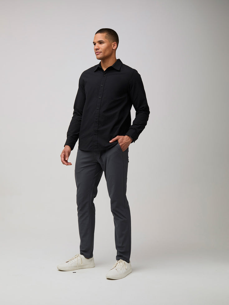 Men's Black Long Sleeve Button Up Shirt Fresh Clean Threads