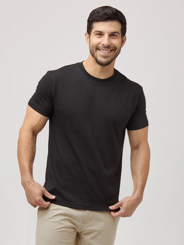 Joey is 5'7" and wears M Short # Crew Neck Tees Now Available in Short Length at FCT 