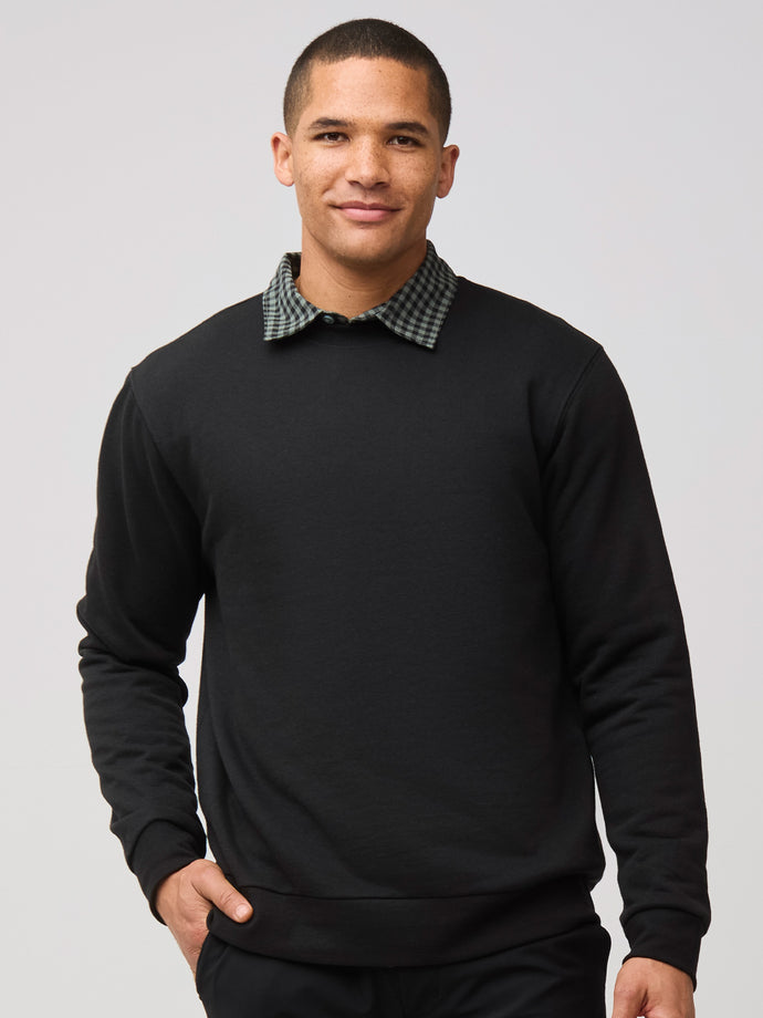 insanely soft fabric constructed with a cotton/recycled poly blend # Men's Sweatshirt with Crew Neck in Black at Fresh Clean Threads