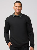 insanely soft fabric constructed with a cotton/recycled poly blend # Men's Sweatshirt with Crew Neck in Black at Fresh Clean Threads
