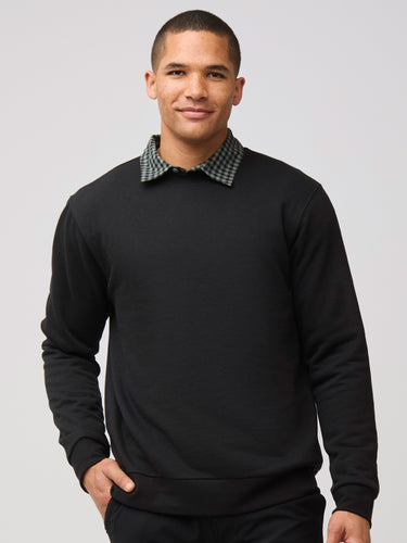insanely soft fabric constructed with a cotton/recycled poly blend # Men's Sweatshirt with Crew Neck in Black at Fresh Clean Threads