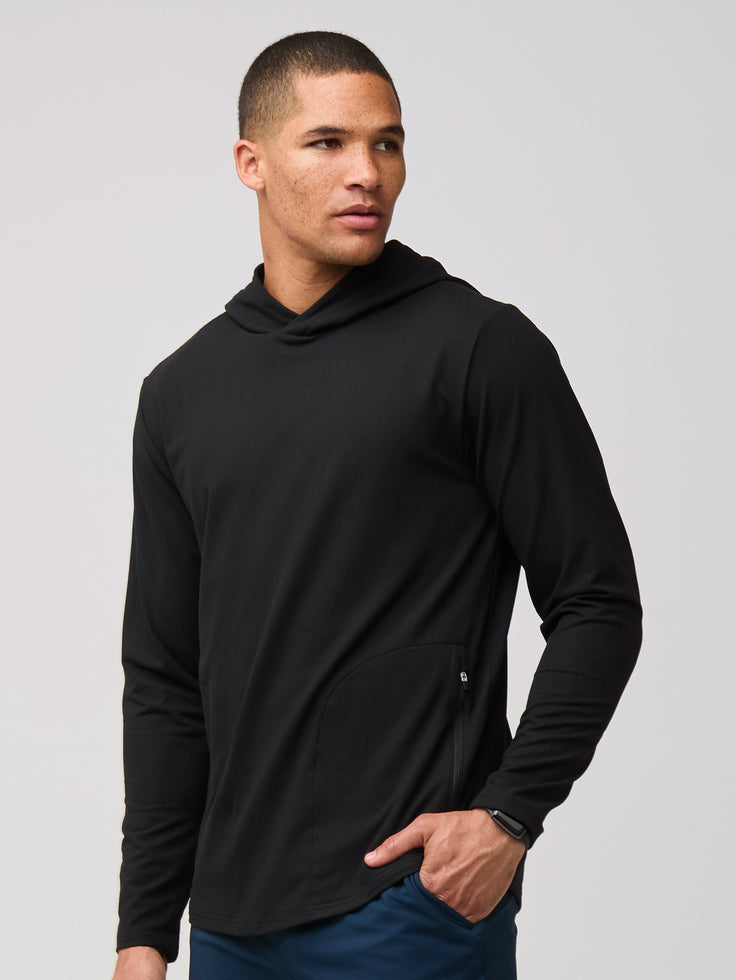 Fresh Clean Threads Tech Pullover Hoodie in Black