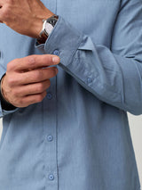 Adjustable 2-button cuff for custom-feeling fit # Wedgewood Long Sleeve Button Up for Men | Fresh Clean Threads